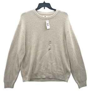 NWT Macy's MODE OF ONE Mens XXL Cream Knit Sweater Cotton Acrylic Crew‎ Neck
